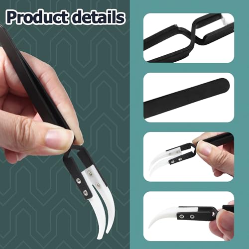 Bonsicoky 6-Piece Precision Reverse Ceramic Tweezers Set, Black