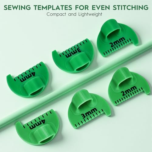 Edge Stitch Lock and Sewing Gauge, 2mm/3mm/4mm Edge Sewing Lockranding Tool, Quilting Templates Rulers Needle Gauge Measuring Seam Gauge for Fabric Straight Stitching(Green) - color: Green