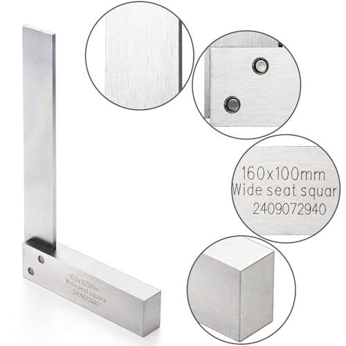 Machinist Square Set 2, 3, 4, 6 Inch, Mechanical Engineer Hardened Steel High Precision Squares, 90 Degree Wide Base Square Tool L-Type Right Angle Ruler Tool for Woodworking