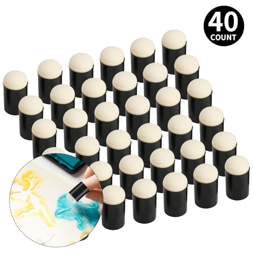 40 Pieces Sponge Daubers W/Storage Case - Great for Applying Ink, Chalk, Paint, and More to Your Projects - Fits Over the Finger and Makes Blending Accuracy Easier - color: Black