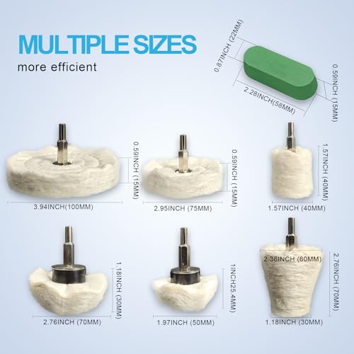 Neeki 10pcs Buffing Wheels for Dill with 3 Polishing Compounds Bar