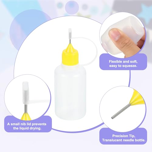 MECCANIXITY 5Pcs Needle Tip Squeeze Bottle, 30ml/1oz Glue Tip Applicator Bottles Plastic Liquid Glue Bottle for Paper Crafts, Painting, Oil, Ink(Yellow, with 5 Funnel) - color: Yellow, size: 30ml/1 oz