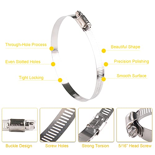 WINL Stainless Steel Hose Clamps 8Pack 3" to 4" (76mm-102mm) - size: SAE#56 ( 3" ~ 4" )