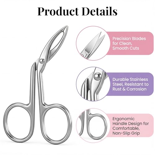 2Pcs Eyebrow Tweezers Scissor Precision Stainless Steel Flat Straight Tip Eyebrow Facial Remover for Hair Plucker Women and Men Facial Hair