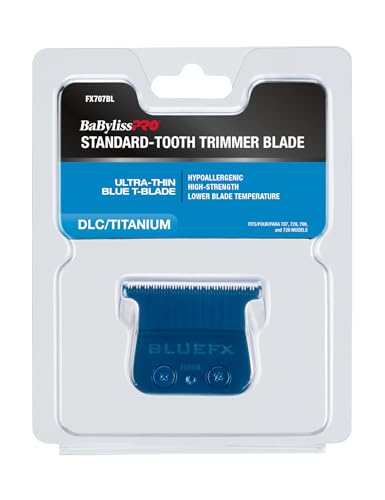 BaBylissPRO Replacement Blades, Standard and Fine-Tooth T-Blades for Outlining Hair Trimmers (FX787, FX799) and LoPROFX Trimmers (FX726, FX729) - style: Blue Titanium Standard-Tooth