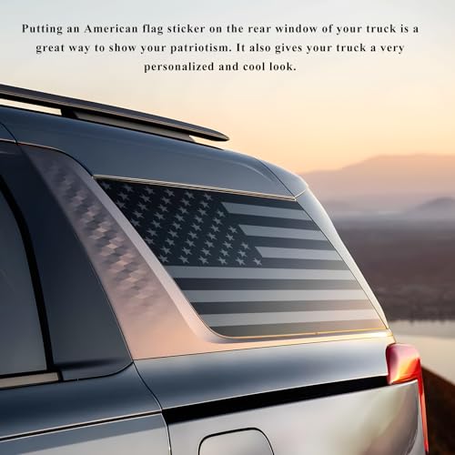 2 PCS Rear Window American Flag Decals, Waterproof Tactical USA Flag Side Window Vinyl Stickers, Universal Patriotic Flags Decals Stars Stripes Decor for SUV Truck Pickup