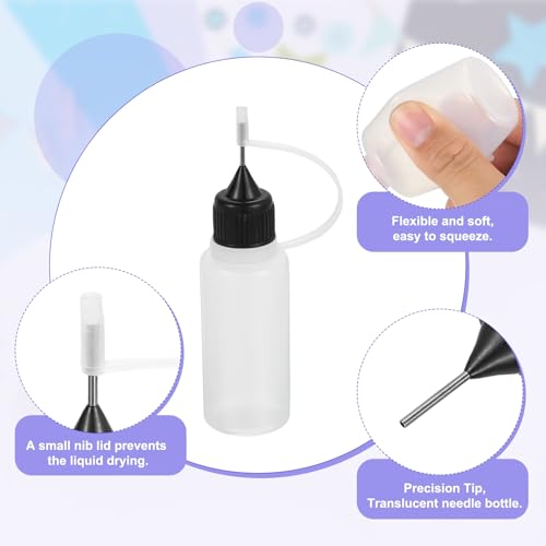 MECCANIXITY 5Pcs Needle Tip Squeeze Bottle, 15ml/0.51oz Glue Tip Applicator Bottles Plastic Liquid Glue Bottle for Paper Crafts, Painting, Oil, Ink(Black, with 5 Funnel) - color: Black, size: 15ml/0.51oz