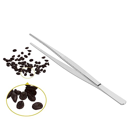 5 PCS 10" Stainless Steel Tweezers, Straight Blunt, 0.07" Thick - size: 10"L(0.07"T)