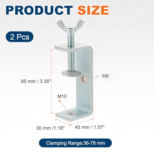 HARFINGTON 2pcs Carbon Steel C Clamps 85mm Adjustable Mini Tiger Clamp - size: 85mm