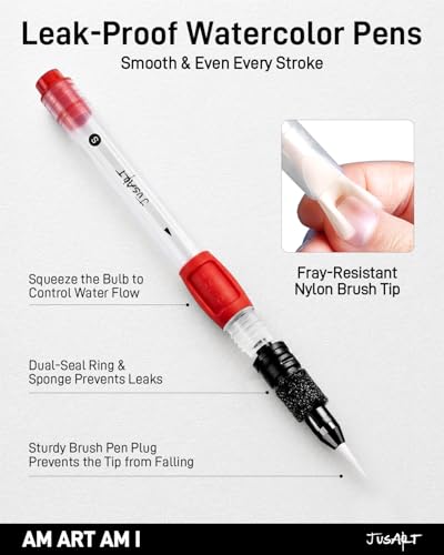 Water Brush Pens 6-Pack Leak-Proof Refillable Watercolor Pens - color: 6 Pcs Red