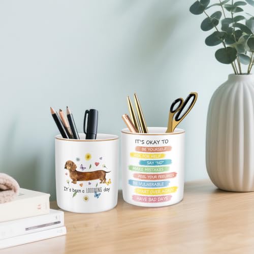Large Capacity Ceramic Pen Holder, Dachshund - color: Dachshund