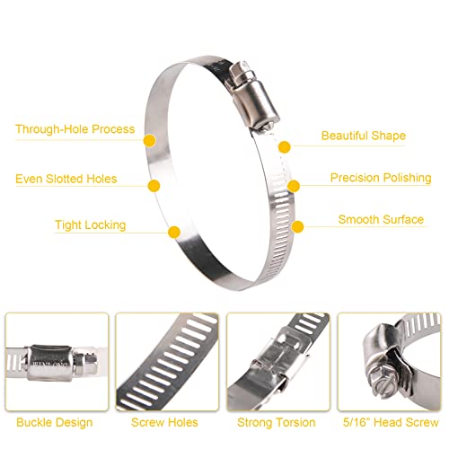 Winlong 3'' Stainless Steel Hose Clamps, 2-1/2" to 3-1/2" (64-89mm), 10PK - size: SAE#48 (2-1/2" ~ 3-1/2") 10PK