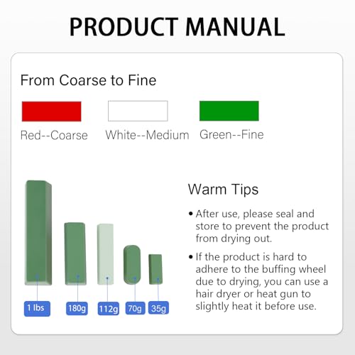 SCOTTCHEN Buffing Polishing Cutting Compounds 12 Oz. Kit - Green Fine/White Medium/Red Coarse - 3 Pack - size: 12 Oz. - Green Fine/White Medium/Red Coarse
