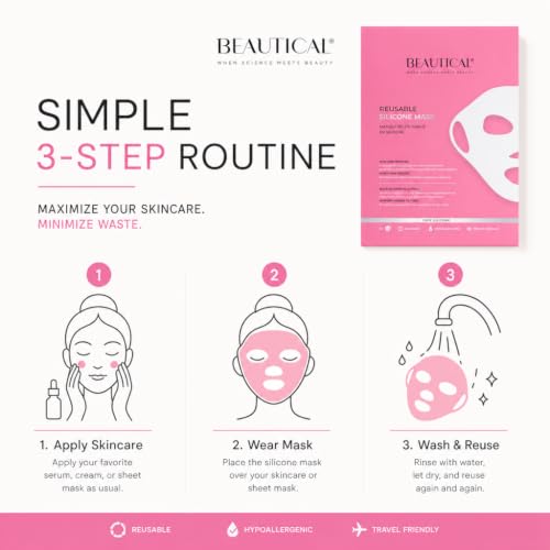 Reusable Silicone Face Mask for Skincare, Sheet Mask Holder for Face, Medical Grade Silicone Mask Locks in Serums & Moisture, Washable, Reusable & Travel Friendly