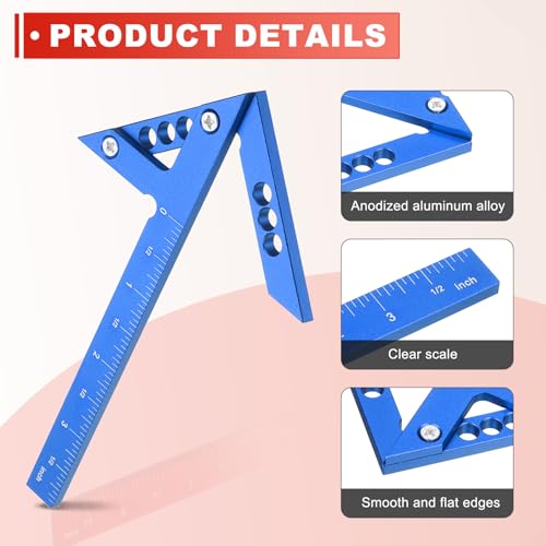 HARFINGTON Center Positioning Ruler Aluminum Alloy Center Finder Blue - color: Blue