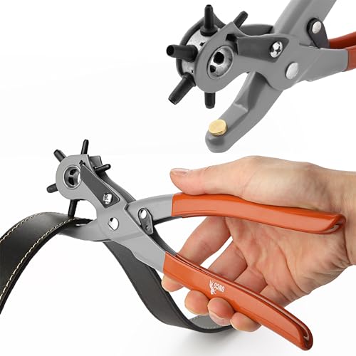 UNCO Leather Multi-Hole Puncher, Belt Punch Tool, Leather Hole Pricane - color: Brown