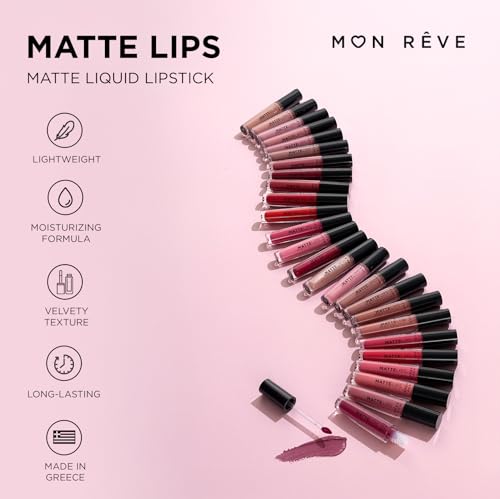 MON RÊVE Matte Lipstick, Long-Lasting Moisturizing, 26 Dragon Fruit - color: No 26
