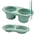 Paint Brush Cleaner Cup, Foldable Silicone Brush Cleaning Rinse Cup with Dual Compartment Cleaning Container and Brush Holder for Acrylic, Watercolor & Art Supplies - color: Green