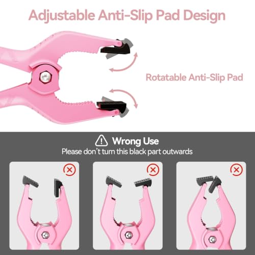 EMART 6 Pack Heavy Duty Spring Clamps 4.5 inch Plastic Backdrop Clips Pink - color: Pink and Black, size: 4.5 inch