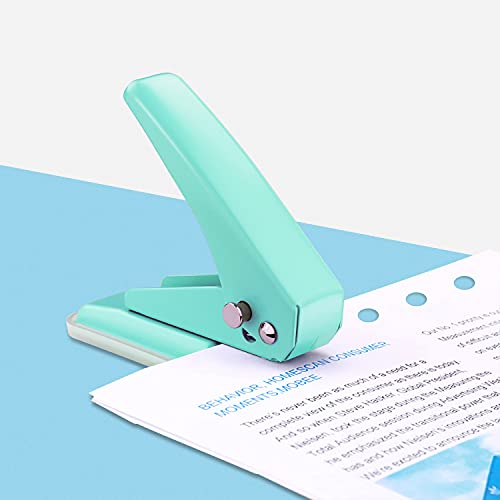 Single Hole Puncher, 1/4" Hole, 20 Sheet Capacity, Green, 1 Pack - color: Green