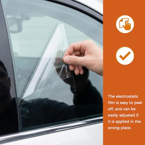 10PCS Car Windshield Sticker Applicator Static Cling, 4 x 6 Clear PET Electrostatic Film for Easy Sticker Application Removal, Auto Window Cling Inspection Decal Holder, Universal Fit