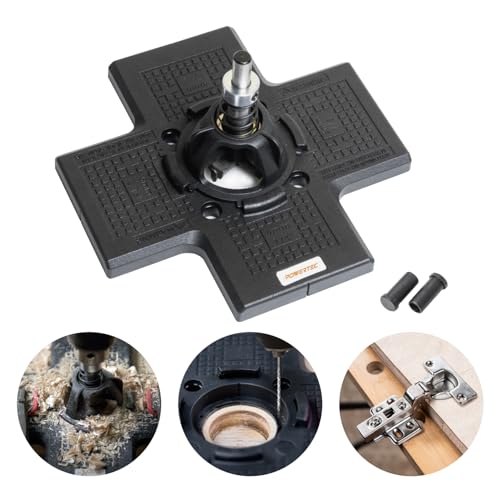 POWERTEC 72222 Cabinet Hinge Jig w/Drawer Front Installation Clamps Kit, Concealed Hinge Jig w/ 35mm Forstner Bit, Drawer Face Clamp for Cabinet Door Mounting, Cabinet Hardware & Drawer Front Panel - style: Concealed Hinge Jig + Front Installation Clamps