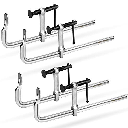 SHALL 4-Pack Bar Clamps Set, 12-Inch Light-duty Drop Forged Steel Bar Clamps, Steel F Clamps with Max 450Lbs Load Limit for Welding, Woodworking, Metal working, DIY and Crafts