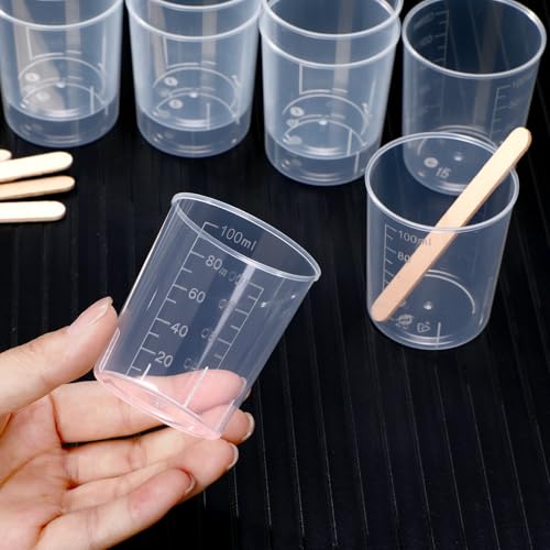 Konohan 300 Pack 3.4oz/ 100 ml Plastic Measuring Cups Clear Disposable - size: 3.4oz/ 100 ml
