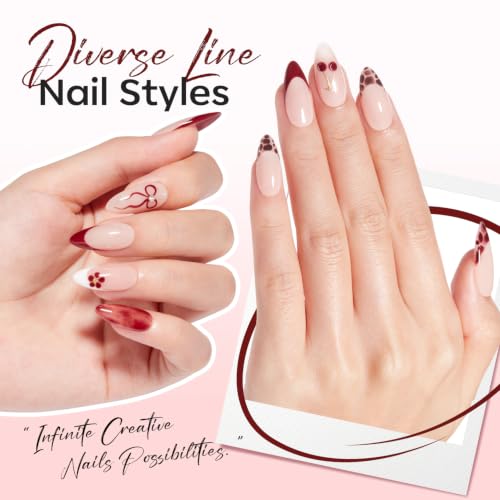 modelones Burgundy French Tip Liner Gel Polish 15ml Nail Art Detail Brush - color: A-Burgundy-1