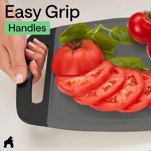 GORILLA GRIP Cutting Board Set of 3, Slip Resistant & Nonporous, Gray Black - color: Gray/Black