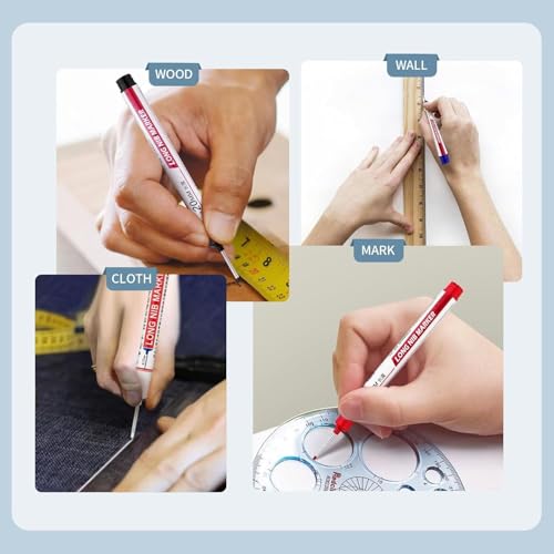 15 PCS Long Head Deep Hole Marker Pens,20mm Long Nib Marker,Longs Nose Markers,Waterproof Construction Markers Marking Tool,Permanent Markers Carpenter Ink marker Pens,Metal marking Pens,Blue - color: 15PCS-20MM-Blue