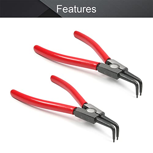 Utoolmart External Retaining Ring Pliers 7 Inch 90 Degree Bent Snap Ring Pliers Precision Circlip Pliers 2Pcs - color: 2pcs, size: External Bent Jaw