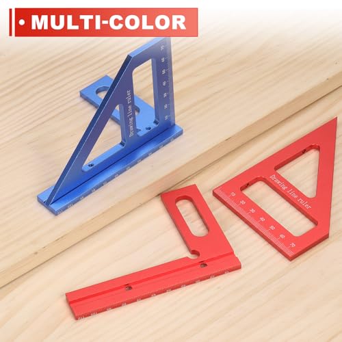 HARFINGTON 3D Multi-Angle Measuring Ruler 45/90 Degree Metric Blue - color: Blue