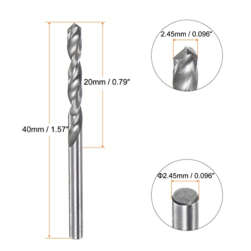 HARFINGTON Solid Carbide Drill Bit 2.45mm C3/K10 Tungsten Carbide Precision - size: 2.45mm