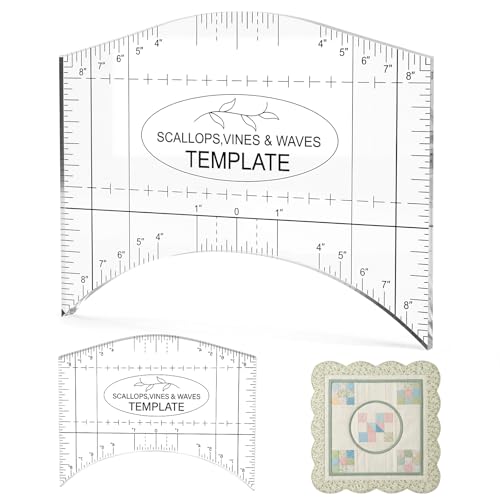 Scallop Vine Wave Design Template Acrylic Quilting Template Multi Pattern Sewing Ruler Precision Quilting Stencil Tool for DIY Sewing Quilts Pillows Tablecloth Crafts