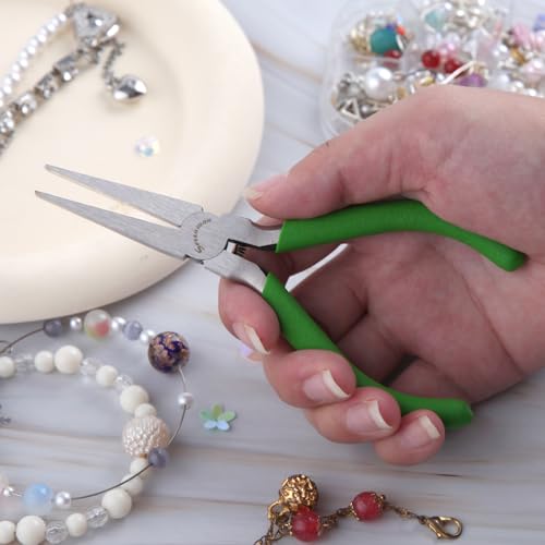 SPEEDWOX 5" Flat Nose Pliers, Mini Duck Bill Pliers for Jewelry Making Bead - style: Mini Curved Nose Pliers Serrated Jaw