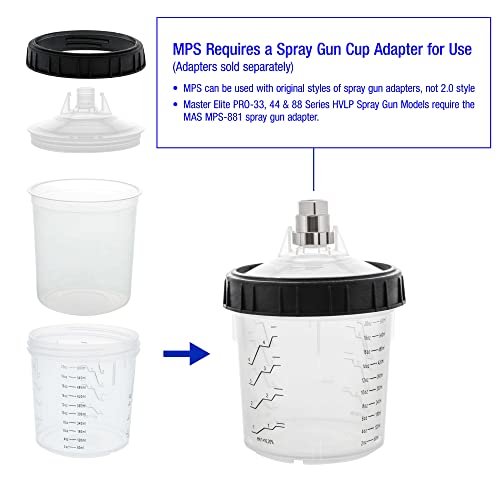 Master Paint System MPS Disposable Paint Spray Gun Cup Liners & Lid System - size: 20 Ounce Cup Kit