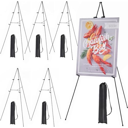 MEEDEN 6Pcs Easel Stand for Sign: 63" Art Metal Easel for Display with Bag - size: 6-PACK