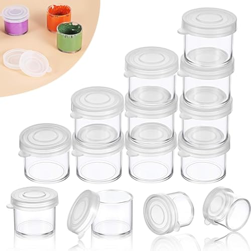 Outus 100 Pcs Small Paint Cup with Lid Mini Plastic Empty Paint Pots, 20 ml - size: 20 ml