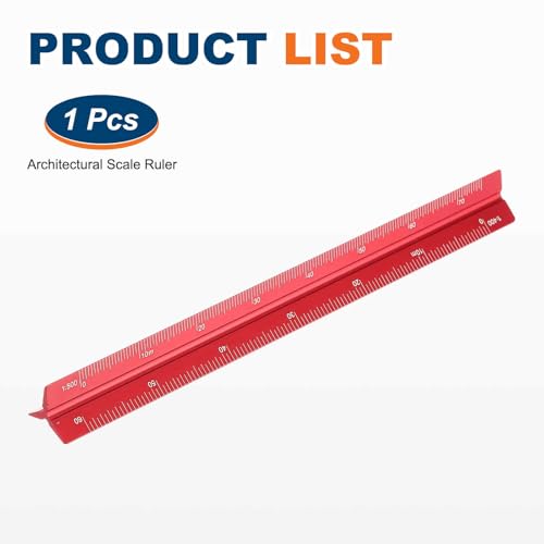 HARFINGTON Architectural Scale Ruler 7" Metric Aluminum Alloy Architect Red - color: Red, size: 7 Inch
