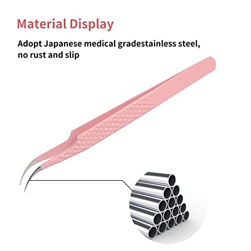 Eyelash Extension Tweezers FADLASH Volume Lash Tweezers Precision Curved Tip Lash Extension Tweezers Isolation & Volume Techniques Professional Application Tools - size: J Tweezers