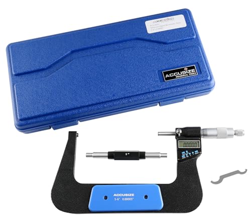 Accusize Industrial Tools 5-6''/125-150 mm 7 Keys Electronic Digital Outside Micrometers, 0.00005'' Or 0.001 mm Resolution, Ac21-6022 - size: 5-6" / 125-150 mm