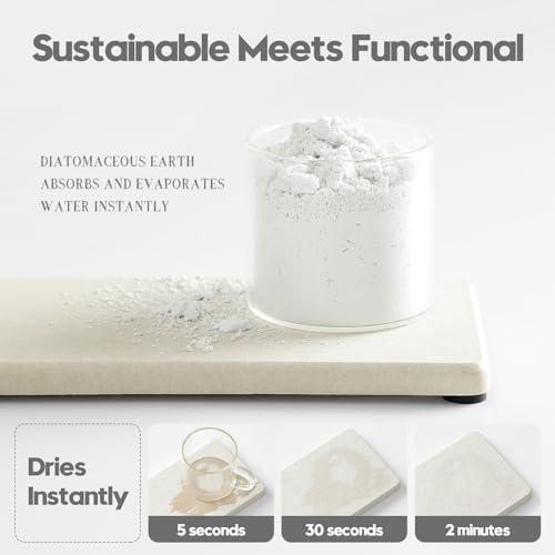 2PCS Beige Bathroom Sink Vanity Trays, Water Absorbing Diatomite Stone Drying Soap Dish Dispenser for Kitchen Counter, Sponge Holder Mat Rack Faucet Splash Guard Caddy Organizer, 9"x3.5" - color: 2 Pack - Beige, size: 9" x 3.5"
