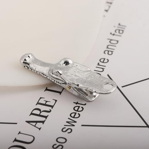 Vintage Crocodile Head Journal Clip - 3.4 Inch Heavy Duty Alligator Metal Book Clip Pin, Solid Decorative Bookmark Paper Organizer Notebook Holder Planner for Home Office Desk - color: Small Silver Clip