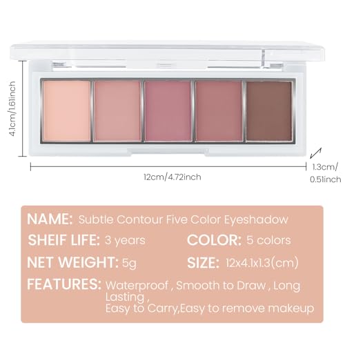 Matte Neutral Eyeshadow Palette 5 Shades, Highly Pigmented Blendable Warm Nude Pink Brown Eye Shadow Palette Makeup, Everyday Natural Look for Beginners, Long Lasting Travel Size 04# - color: A-#04