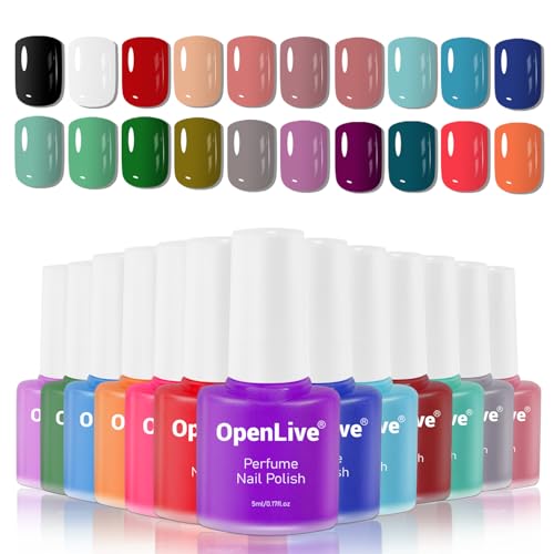 OpenLive 20 Color Perfume Nail Polish Set Red, Pink, Pueple and Green Quick Drying Nail Polish Set for Women Salon DIY Nail Art - color: 20 Color Set