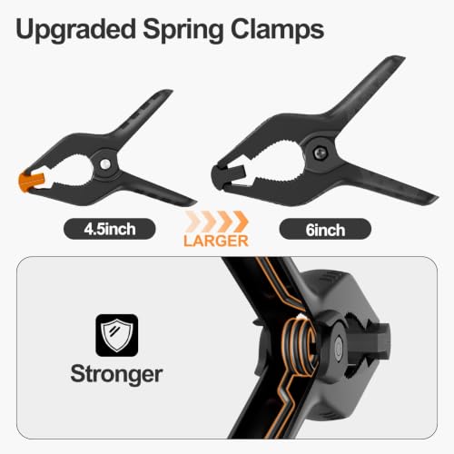 EMART 6 Pack Heavy Duty Spring Clamps 6 inch Plastic Backdrop Clips Black - color: Black, size: 6 inch