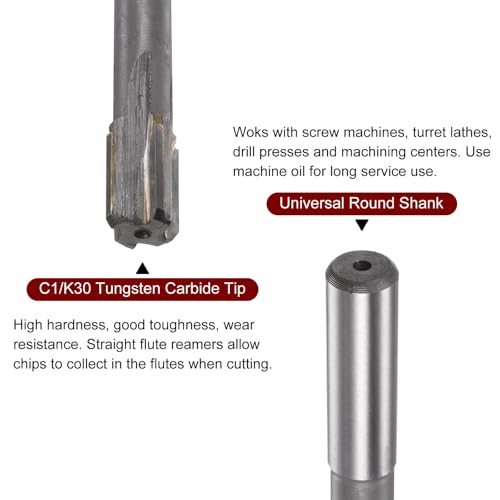 HARFINGTON Chucking Reamer 15.5mm H7 C1/K30 Carbide Tip Precision Straight Flutes Round Shank Lathe Machine Milling Cutter - size: 15.5mm
