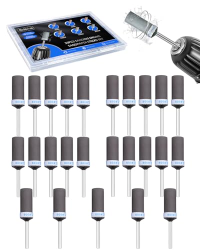 800 Grit Sanding Drums for Dremel Rotary Tools Accessories, 25PCS Sanding Bits Kit for Dremel Sanding Bands with 1/8 inch Shank, Sandpaper Sticks Set for Plastic Wood Metal Grinding Polishing - style: 800 Grit 25PCS