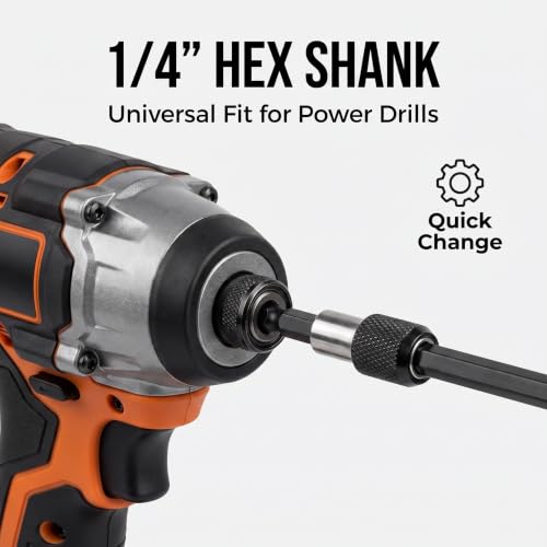 Drill Bit Extension, 6-Piece, 2.36"-6", Secure Locking